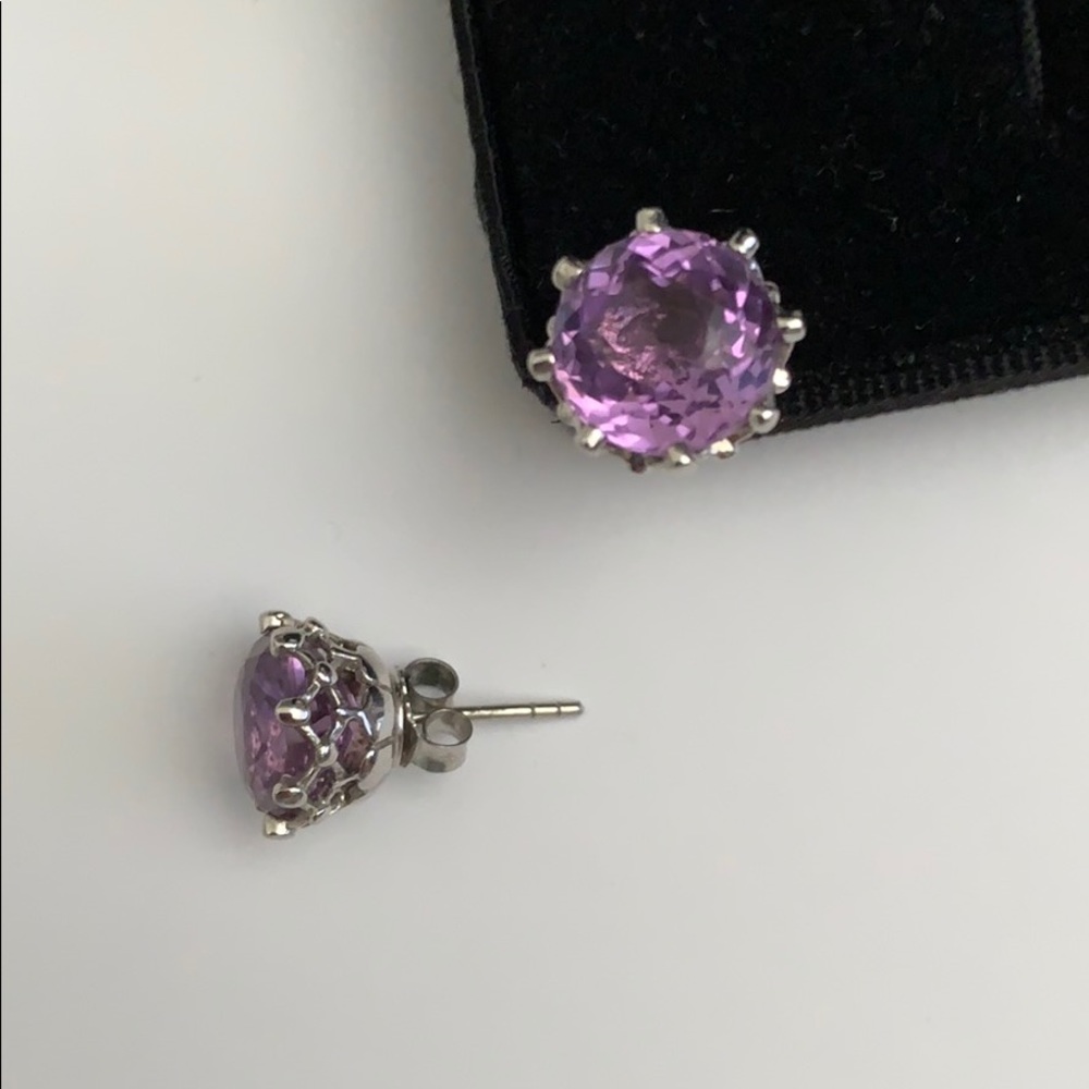 Sterling Silver Amethyst Stud Earrings